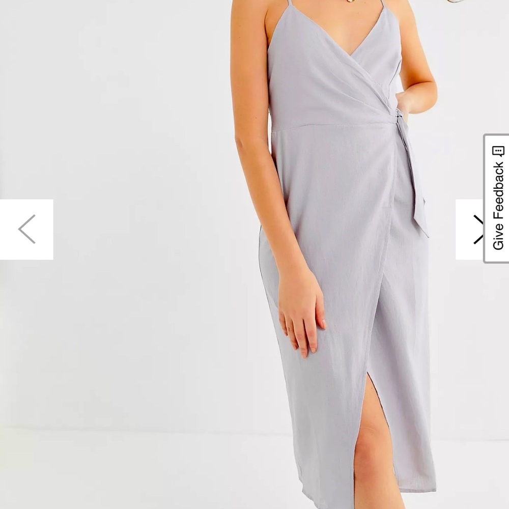 Urban Outfitters Quebec Linen Side-Tie Midi Wrap Dress Size Small